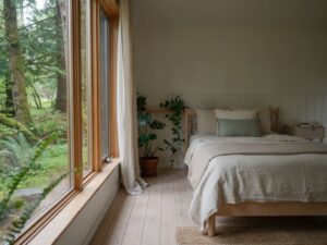 Zielona sypialnia z roślinami